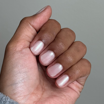 Girl with the Pearl Gel Polish on nails
