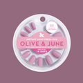 Glossy Tip Rosy French - Press-On | Short | Round false nails with matte rosy base and glossy french tips for easy at-home mani