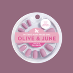 Glossy Tip Rosy French - Press-On | Short | Round false nails with matte rosy base and glossy french tips for easy at-home mani