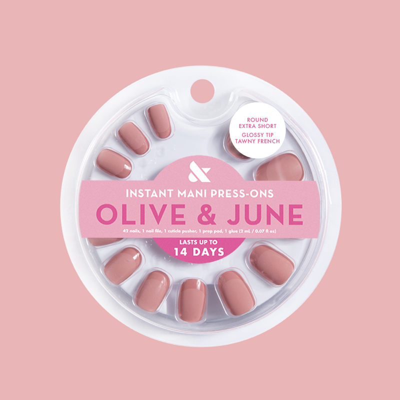 Glossy Tip Tawny French - Press-On | Extra Short | Round 