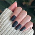 Glossy Tip Black French - Press-On | Medium | Oval thumbnail