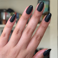 Glossy Tip Black French - Press-On | Medium | Oval thumbnail
