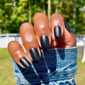 Glossy Tip Black French - Press-On | Medium | Oval thumbnail
