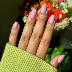 Glossy Tip Rosy French - Press-On | Short | Round