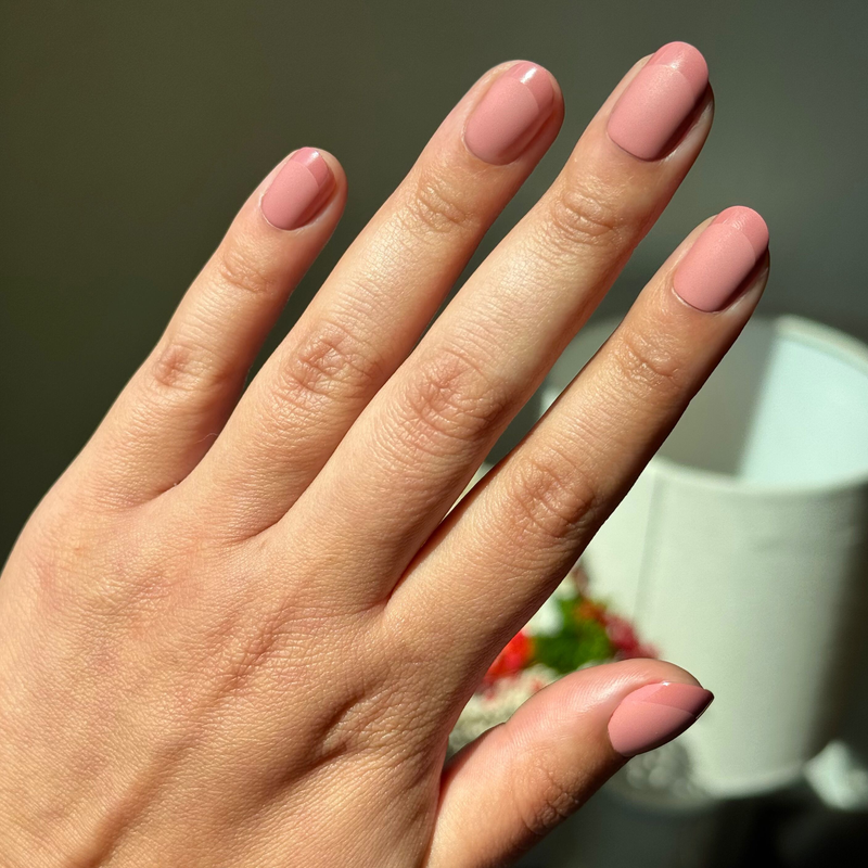 picture of Glossy Tip Tawny French - Press-On | Extra Short | Round