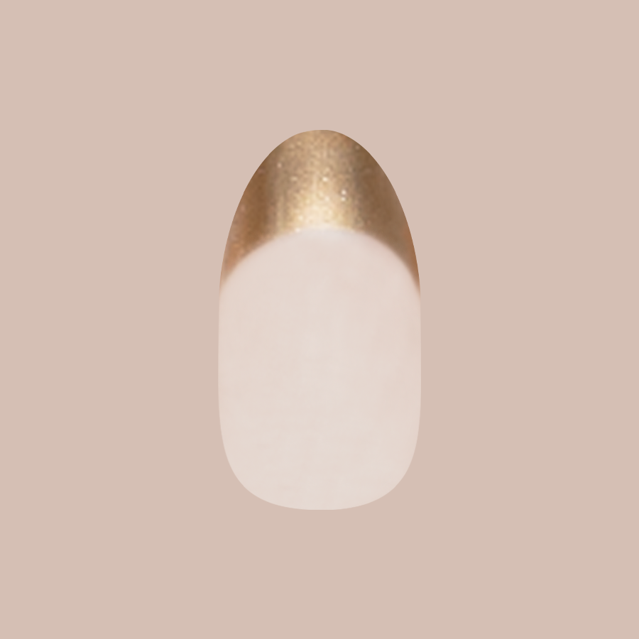 Gold Glimmer French - Press-On | Medium | Oval nail with solid gold and glittery French tip for easy at-home manicure
