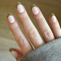 picture of Gold Glitter French - Tab Press-On | Short | Squoval