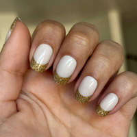 picture of Gold Glitter French - Tab Press-On | Short | Squoval