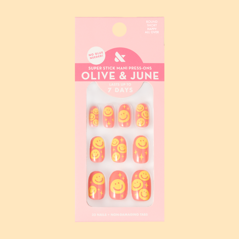 Happy All Over | Short | Round - Tab Press-On 