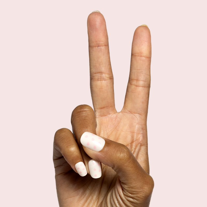 picture of Heart Shower | Extra Short | Squoval - Tab Press-On