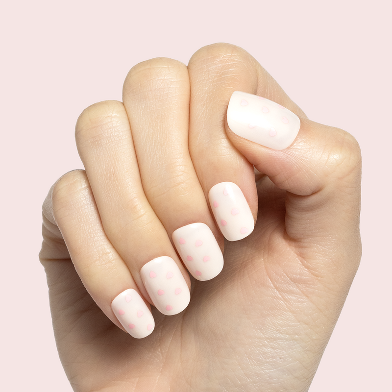 picture of Heart Shower | Extra Short | Squoval - Tab Press-On