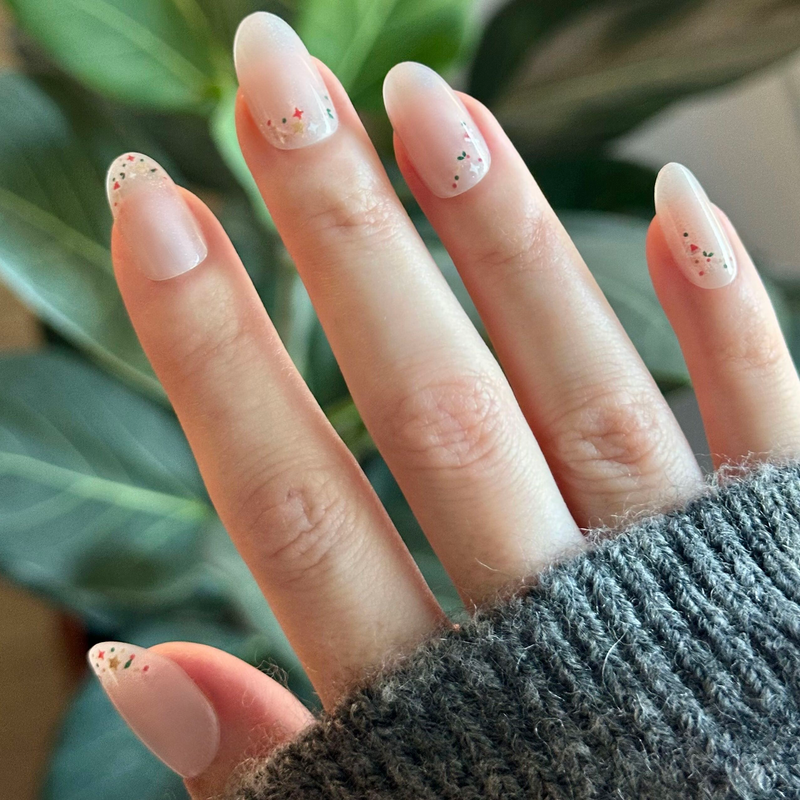 picture of Holographic Holiday Confetti - Press-On | Medium | Oval