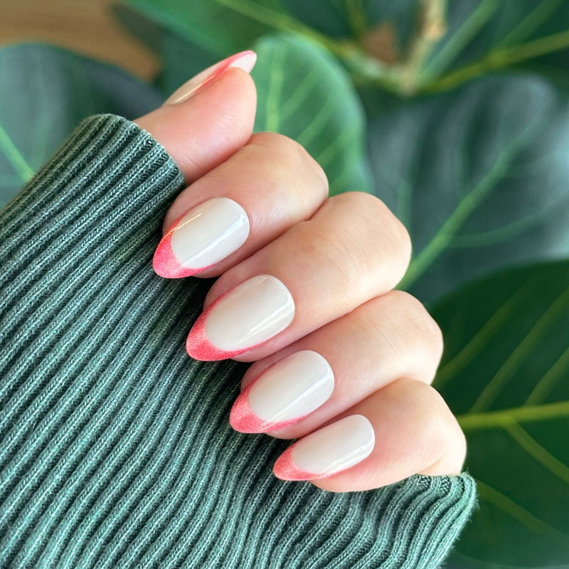 picture of Hot Strawberry Velvet French - Press-On | Medium | Almond