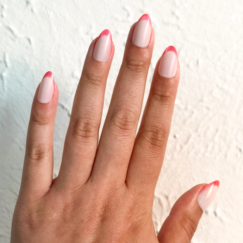 picture of Hot Strawberry Velvet French - Press-On | Medium | Almond