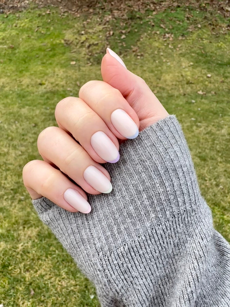 Pastel Rainbow French - Press-On | Medium | Oval - Press-On