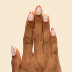 I Heart Pizza French - Press-On | Medium | Almond nails with red French tips and heart-shaped pizza nail art on natural base