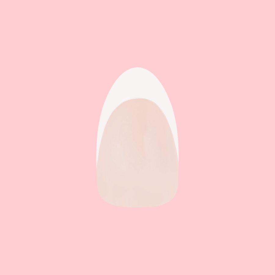 Iconic French - Press-On | Medium | Almond with sheer pink base and bold white French tip for classic at-home manicure
