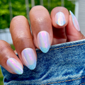 Iridescent Blue Polka Dot French - Press On | Medium | Almond thumbnail