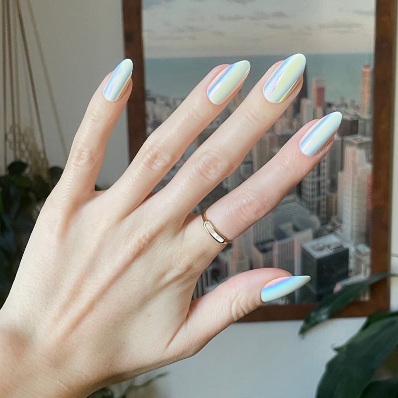 picture of Iridescent Chrome - Press-On | Long | Almond