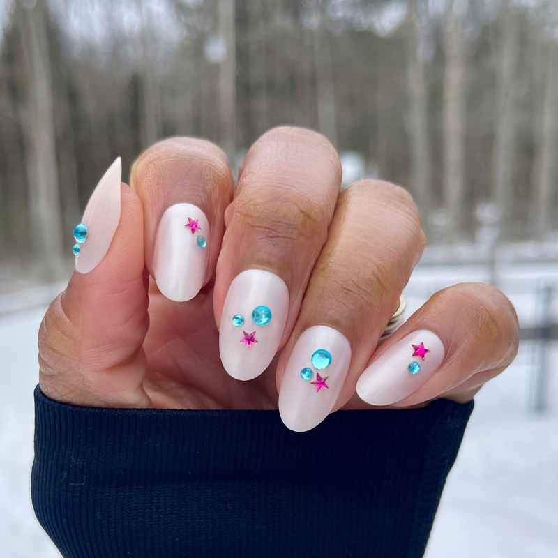 Iridescent Gem Party - Press On | Medium | Oval - Press-On