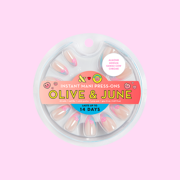 Kawaii Cow Chrome French - Press-On | Medium | Almond – Olive and June