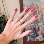 LD - Gel shown on natural nails in a rich rosy shade for a smooth, long-lasting manicure by Olive and June