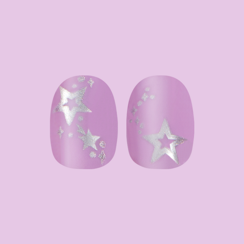 Lavender Iridescent Stars - Press-On | Extra Short | Round second image
