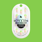 Lime Chrome French - Press-On | Short | Round with sheer base and neon lime chrome tips for easy at-home manicure