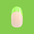 Lime Chrome French - Press-On | Short | Round with sheer base and neon lime chrome French tip for easy at-home manicure