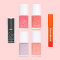 Lip Gloss Polish Quad + Tower 28 Lip Balm featuring four long-lasting polishes and a matching bright orange lip balm thumbnail