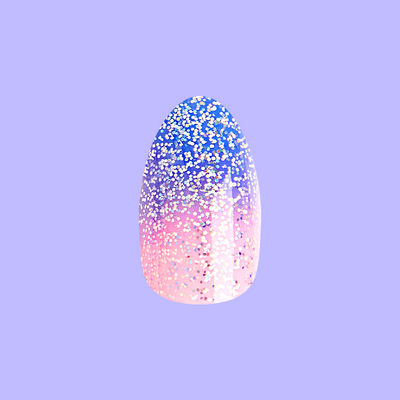 Major Glitter Gradient - Press On | Medium | Almond showing blue and pink flash glitter gradient press-on nails in medium almond shape Major Glitter Gradient - Press On | Medium | Almond  Press-On