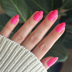 Magenta Chrome Tips - Press-On | Medium | Almond medium almond press-on nails with tonal magenta and subtle chrome petal design