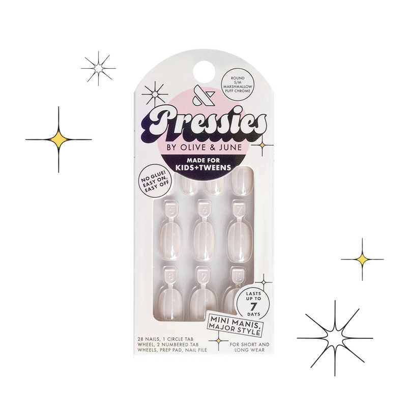 Marshmallow Puff Chrome - Pressies | Short Medium | Round - Pressies