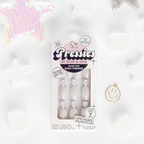 Marshmallow Puff Chrome - Pressies | Short Medium | Round showing white chrome effect press-on false nails for kids mani