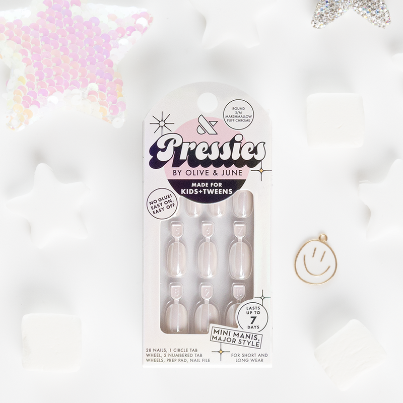 Marshmallow Puff Chrome - Pressies | Short Medium | Round - Pressies