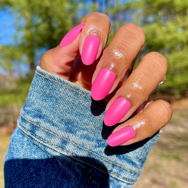 picture of Matte Neon Flamingo - Press-On | Medium | Oval