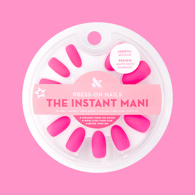 Matte Neon Flamingo - Press-On | Medium | Oval 