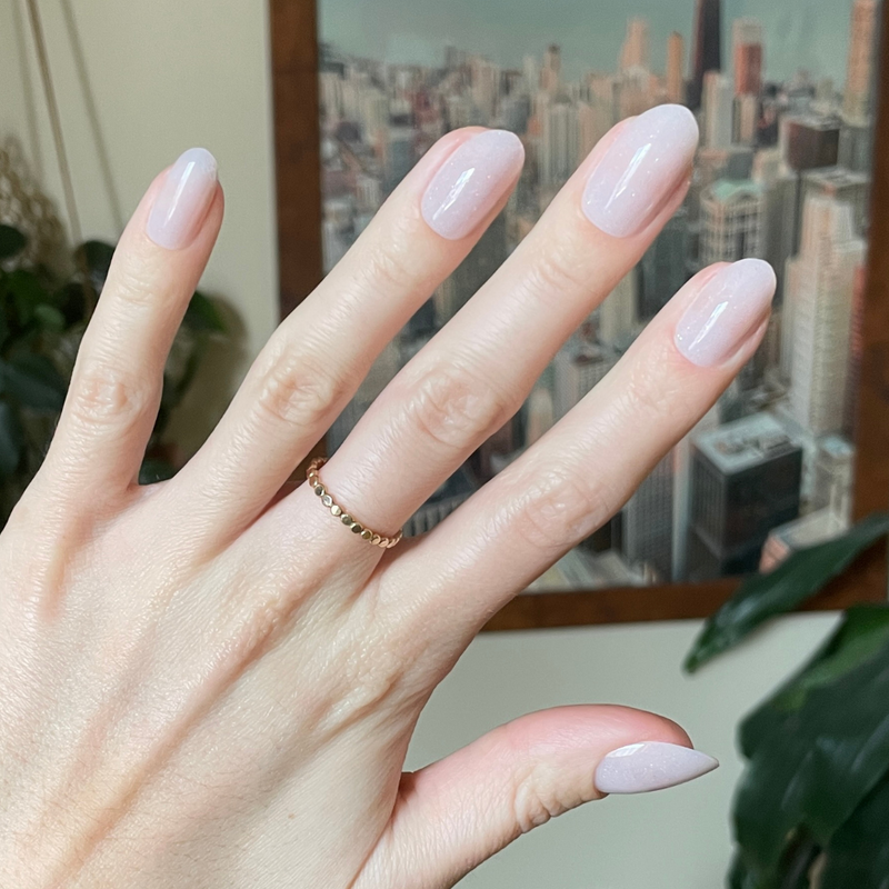 picture of Milky Micro Glitter - Press-On | Medium | Oval