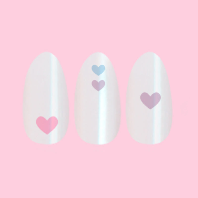 Milky Chrome Hearts - Press-On | Medium | Almond second image