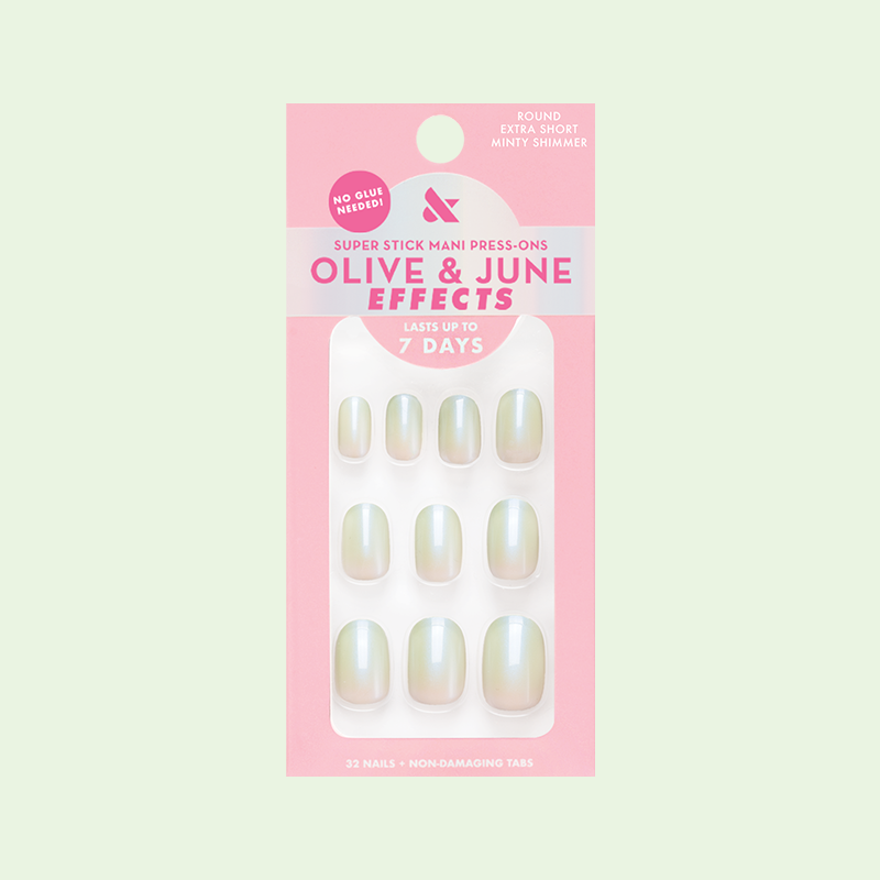 Minty Shimmer | Extra Short | Round - Tab Press-On - Tab Press-On