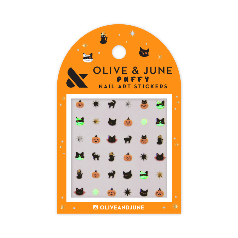 Halloween Puffy Nail Art Stickers - Black Cats