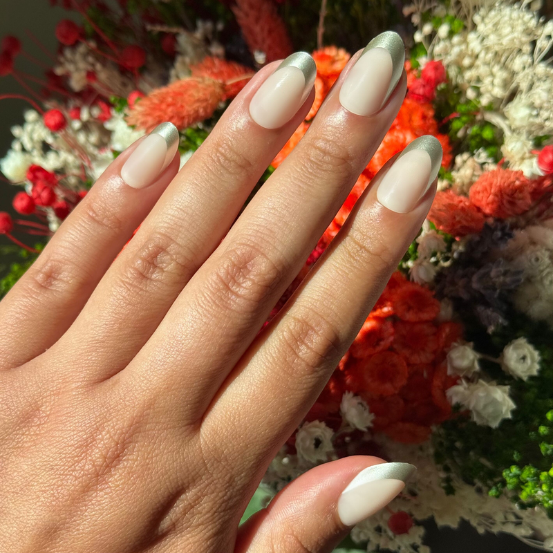 picture of Neutral Chrome French - Press-On | Medium | Oval