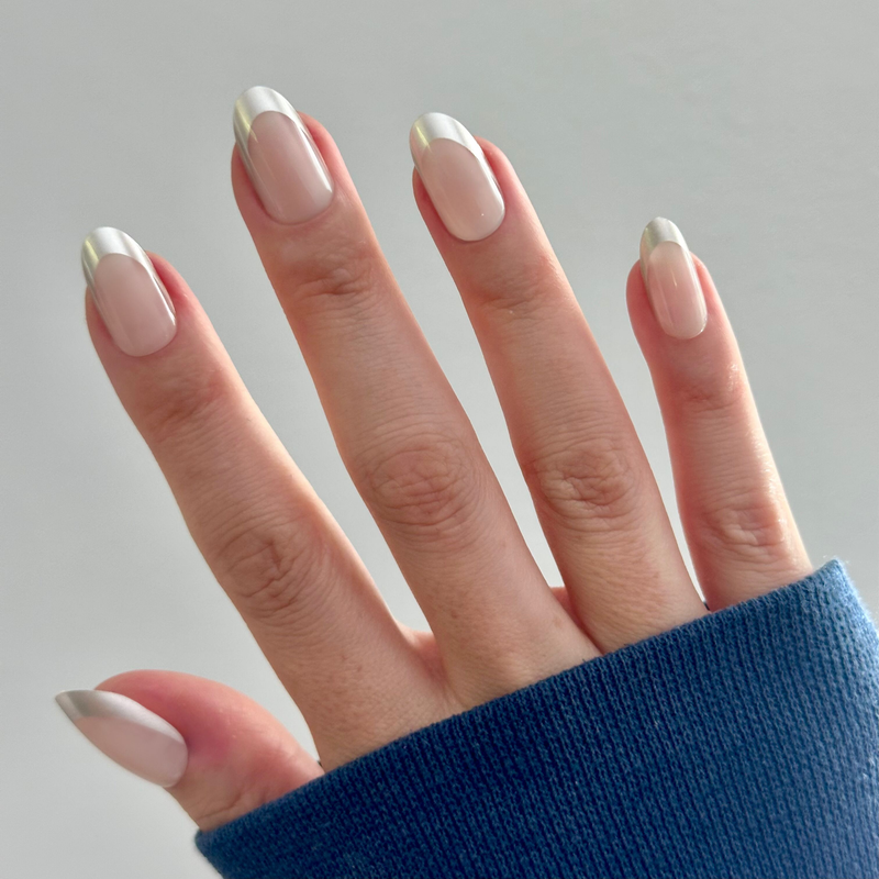 picture of Neutral Chrome French - Press-On | Medium | Oval