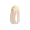 Butter Yellow and Bow French - Press On | Medium | Oval single nail ugc