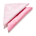 Two folded Bandana pieces in light and bright pink with minimalist mani hand print patterns on white background thumbnail