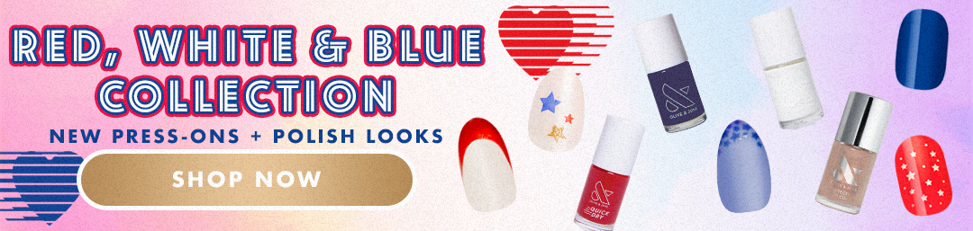 Red, whuite & blue collection - new press-ons + polish looks SHOP NOW