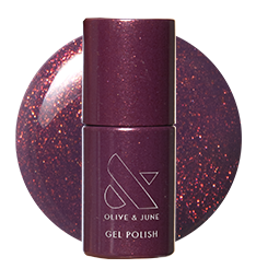 On the Promenade - Gel bottle with shimmering mulberry purple gel polish for a radiant long-lasting manicure by Olive and June