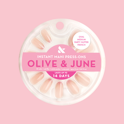 Party Glitter French - Press On | Medium | Oval Party Glitter French - Press On | Medium | Oval  Press-On