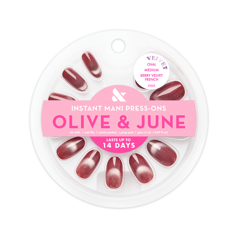 Berry Velvet French - Press-On | Medium | Oval