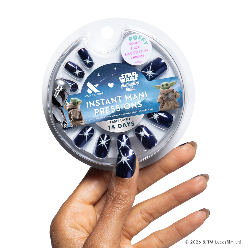 Blue Celestial Chrome - Press-Ons | Short | Round - Press-On